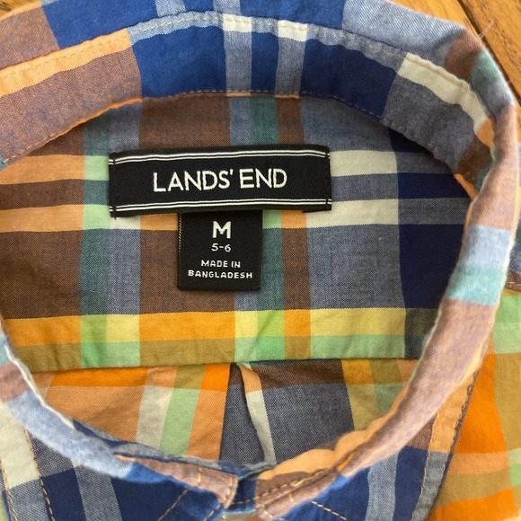 Land’s End checked button up Boys Sz 5-6 barely used - Picture 5 of 7